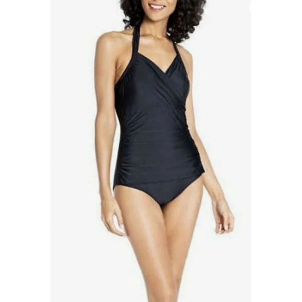 Cyn & Luca Women’s Black One Piece Halter Swimsuit Size XL NWT